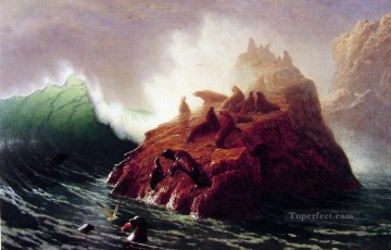 Seal Rock luminismo paisaje marino Albert Bierstadt Pinturas al óleo